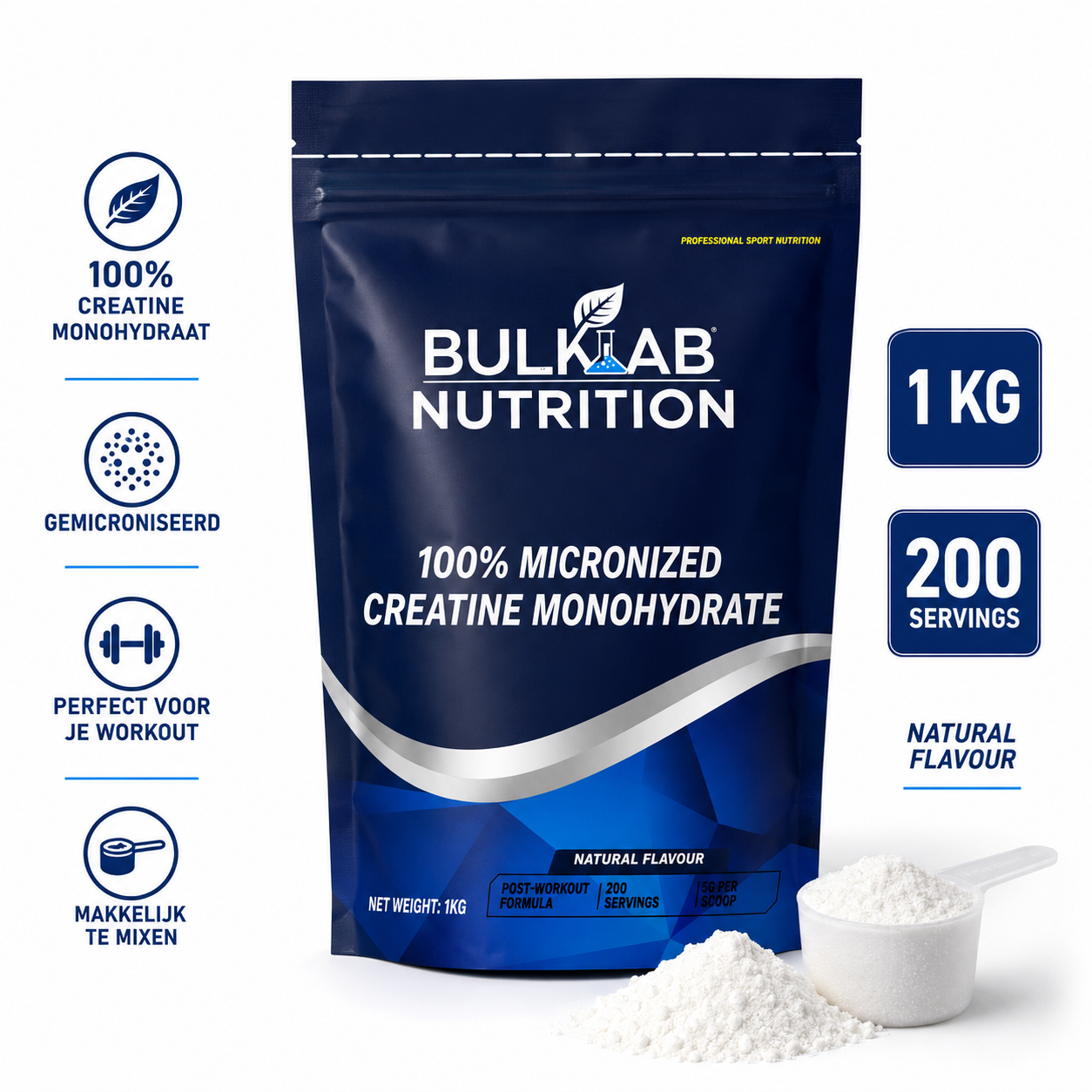 Créatine monohydraat 100 % micronisée - BulkLab Nutrition