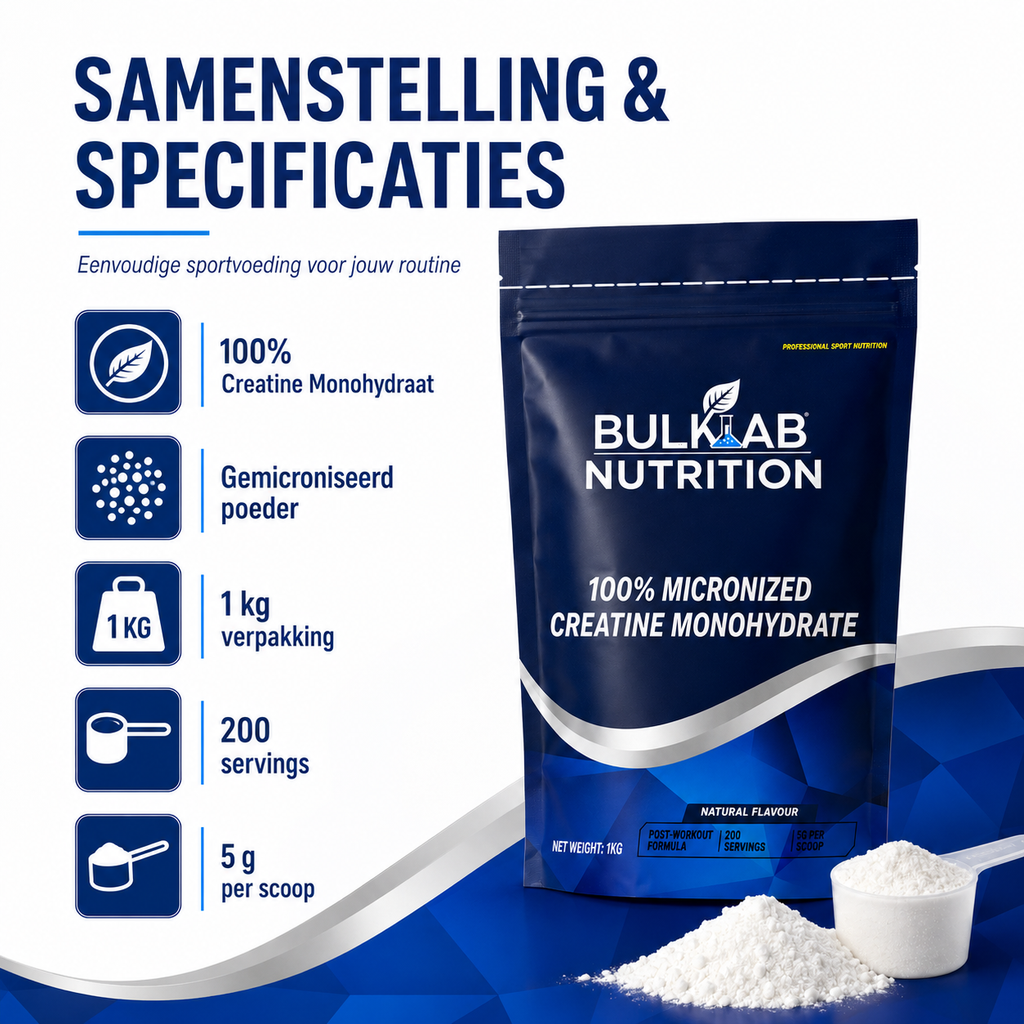 Créatine monohydraat 100 % micronisée - BulkLab Nutrition