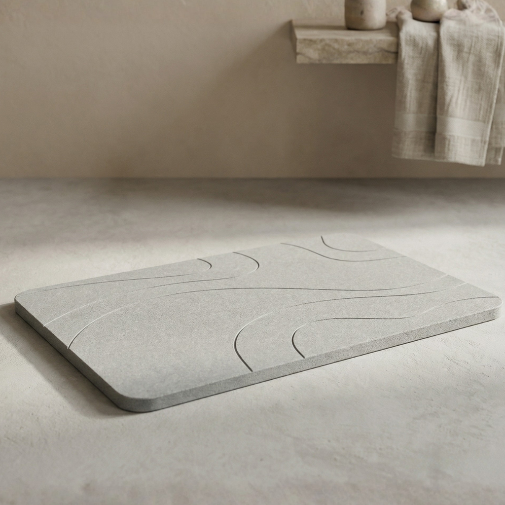 Tapis de bain en pierre diatomité XL - Séchage rapide naturel - Hygiénique - Anti-moisissure et élégant 75x45cm