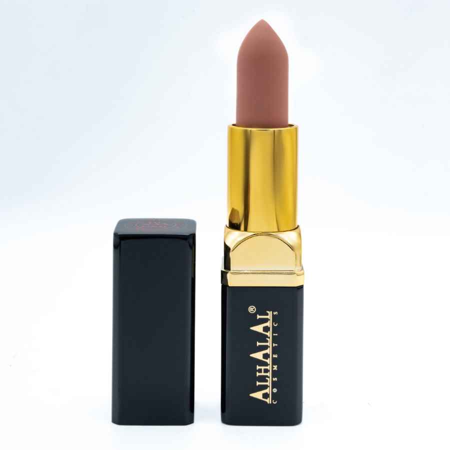 Rouge à lèvres velours Alhalal Cosmetics dans une élégante couleur BEIGE LIPSTICK avec des détails dorés