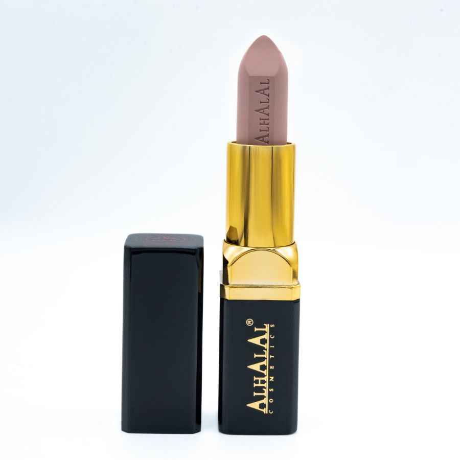 Rouge à lèvres marron Alhalal Cosmetics en velours avec manchon doré et noir