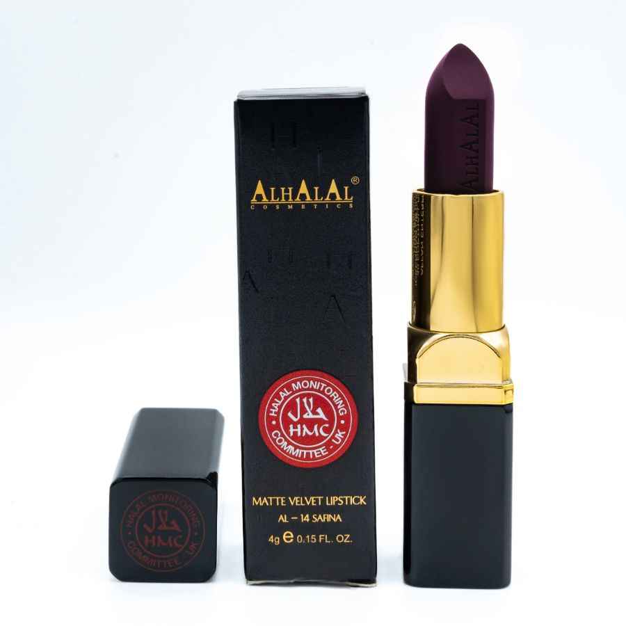 Alhalal cosmetics ECLIPSE LIPPENSTIFT rouge à lèvres velut mat en diape, teinte grossière et gouden huls