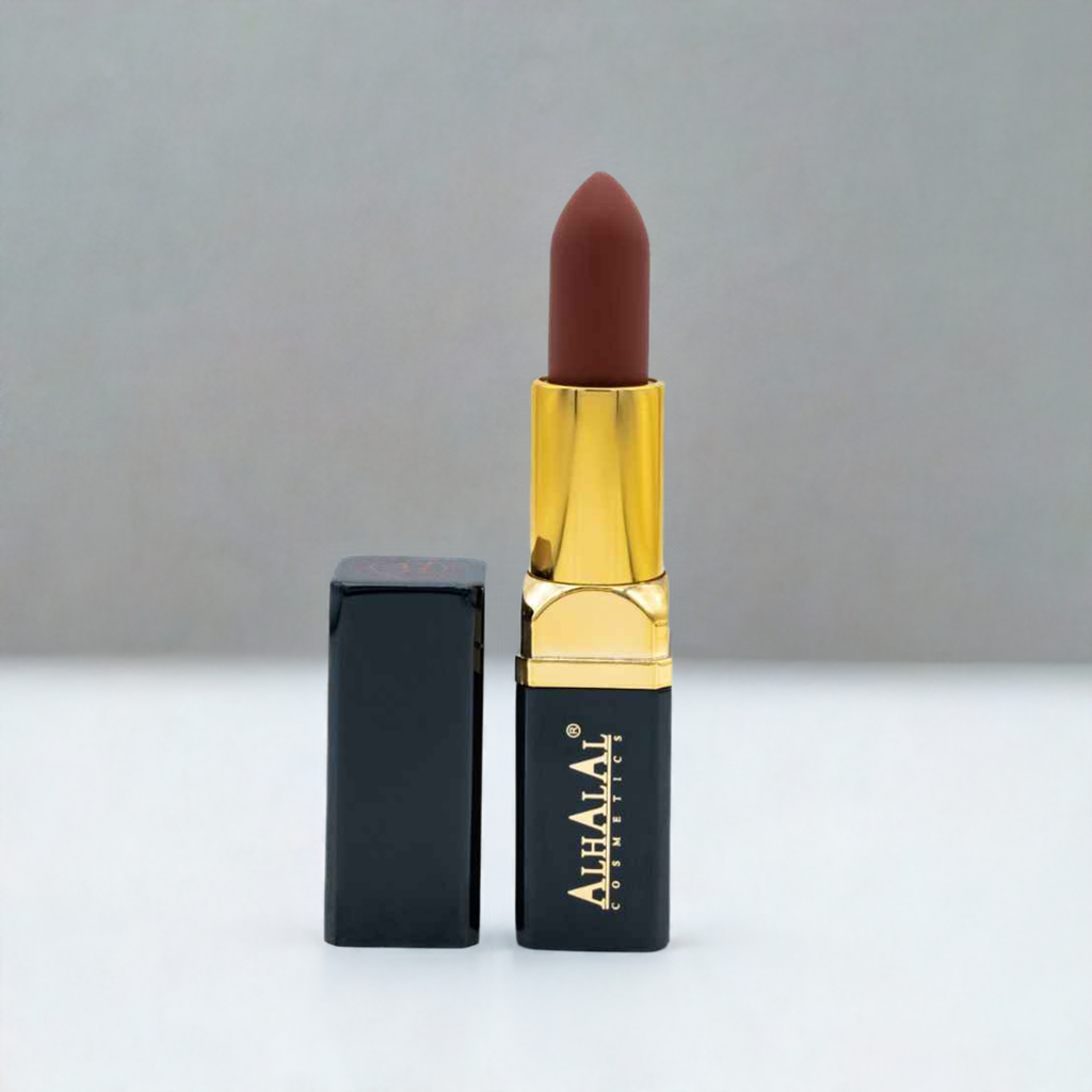 Tamisage à lèvres en velours Alhalal Cosmetics dans un élégant étui noir et or