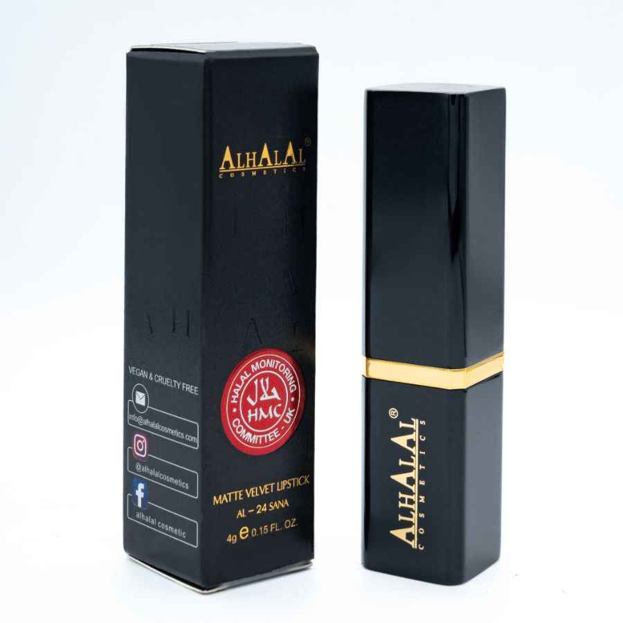 Alhalal cosmetics cosmétiques velous mats Rouge à lèvres violet en emballage noir de luxe