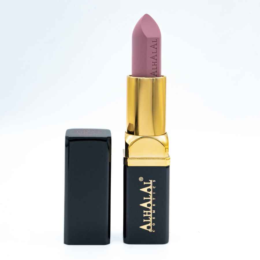 Étui Alhalal Cosmetics Velvet Lipstick Purple en noir et or pour une couleur durable