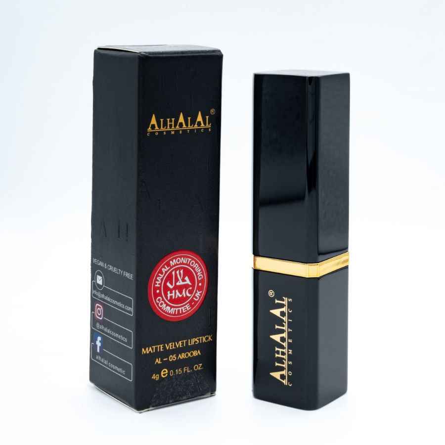 Alhalal Cosmetics Rouge à lèvres Red matte velvet en emballage noir de luxe