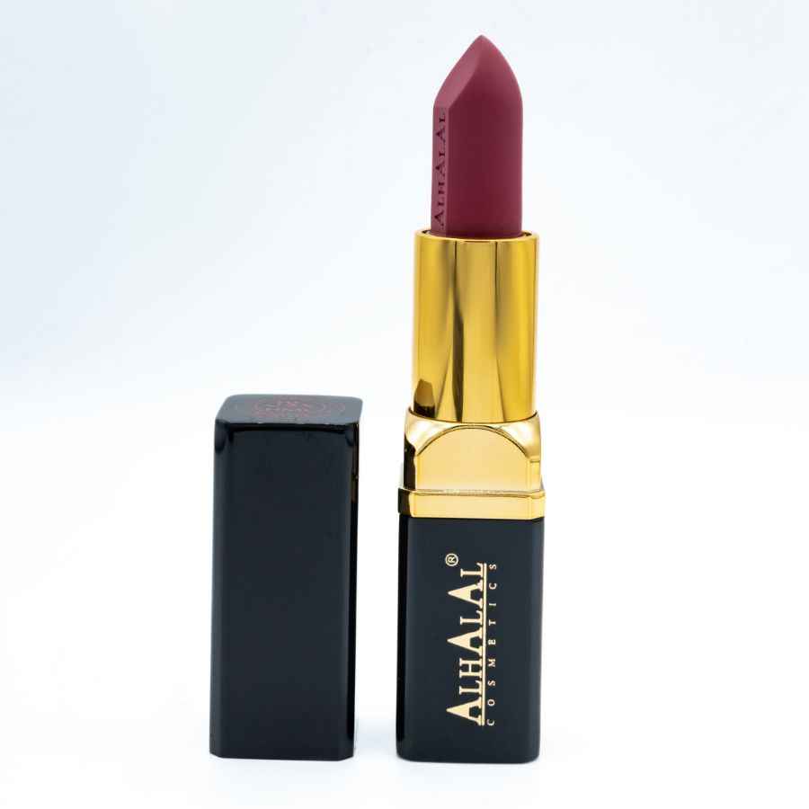 Alhalal Cosmetics Velours à lèvres en velous de couleur bordeaux profond avec une manche dorée VIEUX ROUGE À LÈVRES