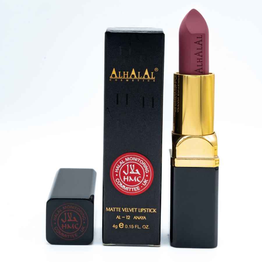 Alhalal cosmetics paarse bruine lippenstift velvet matte lippenstift met gouden huls