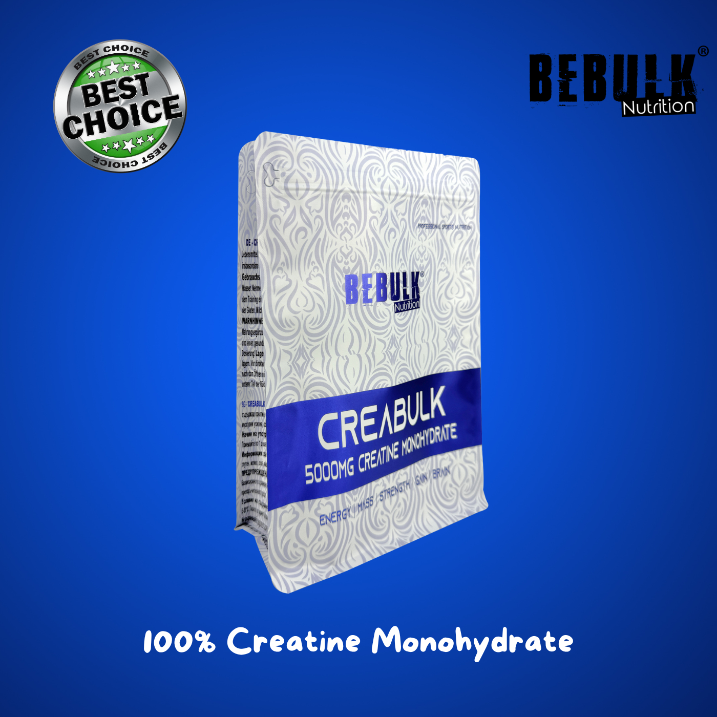 CreaBulk - 100 % créatine monohydraat - BeBulk Nutrition