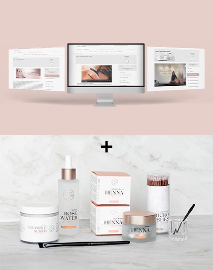 Henné + Starterkit d’entraînement en ligne pour l’entraînement sourcil + Starterkit (langues différentes)