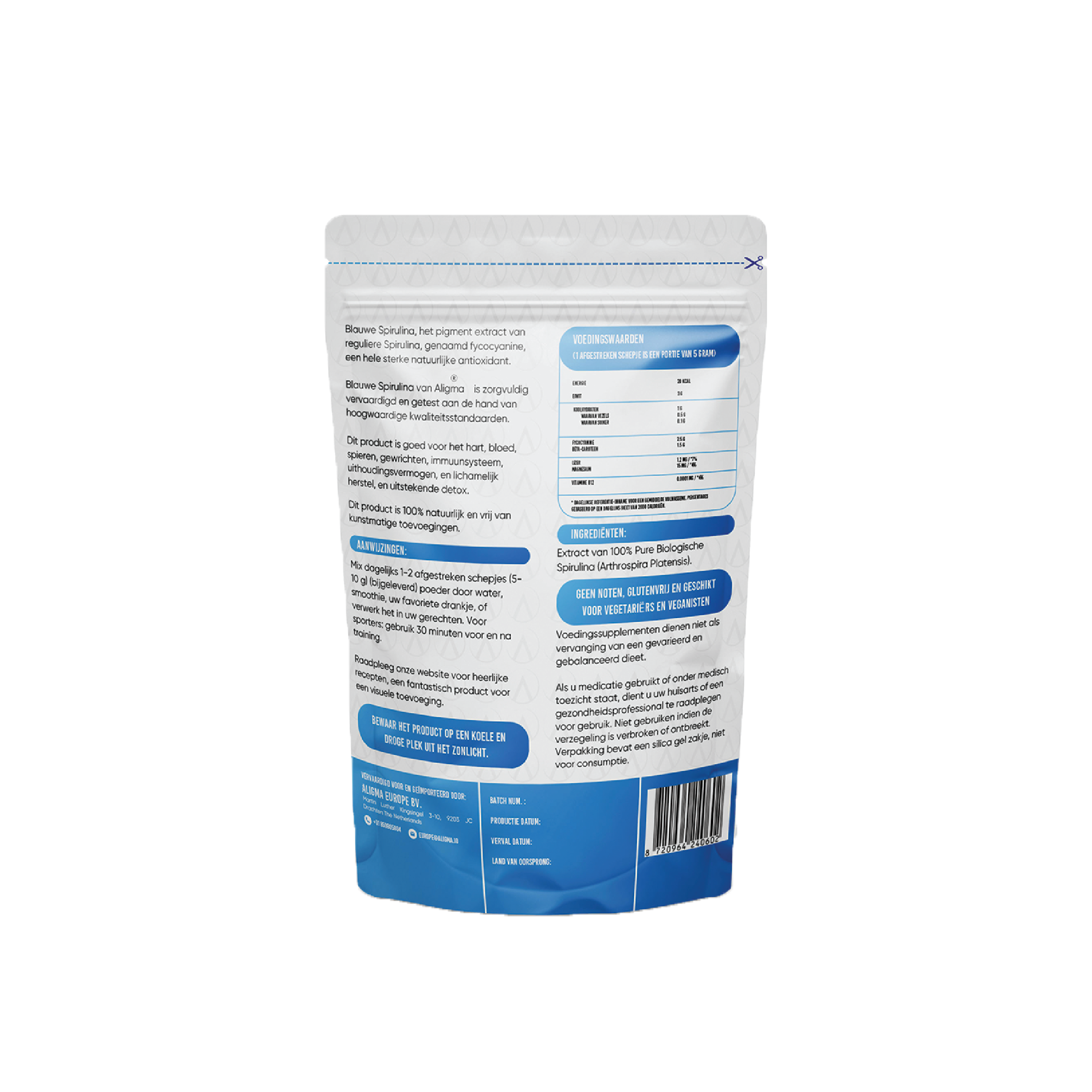 Superaliment en poudre de spiruline bleue biologique 75 grammes